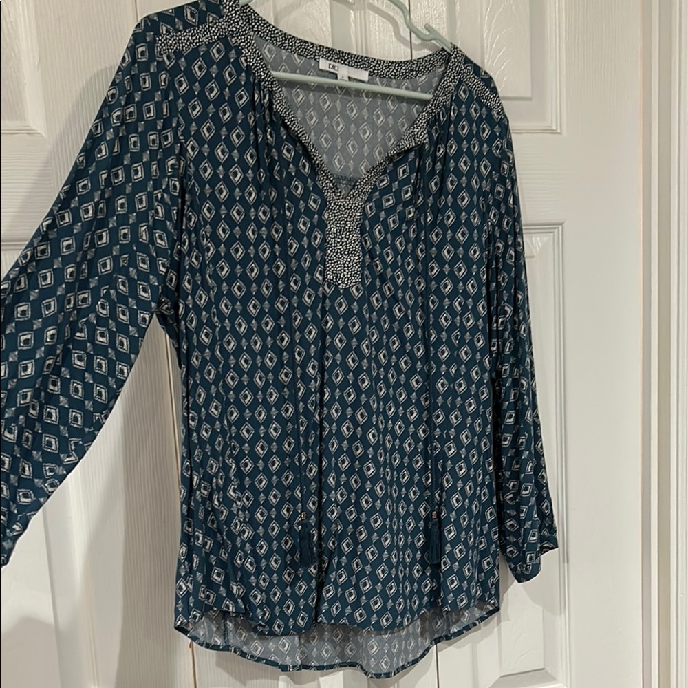 DR2 Blue Relaxed 3/4 Sleeve Blouse
